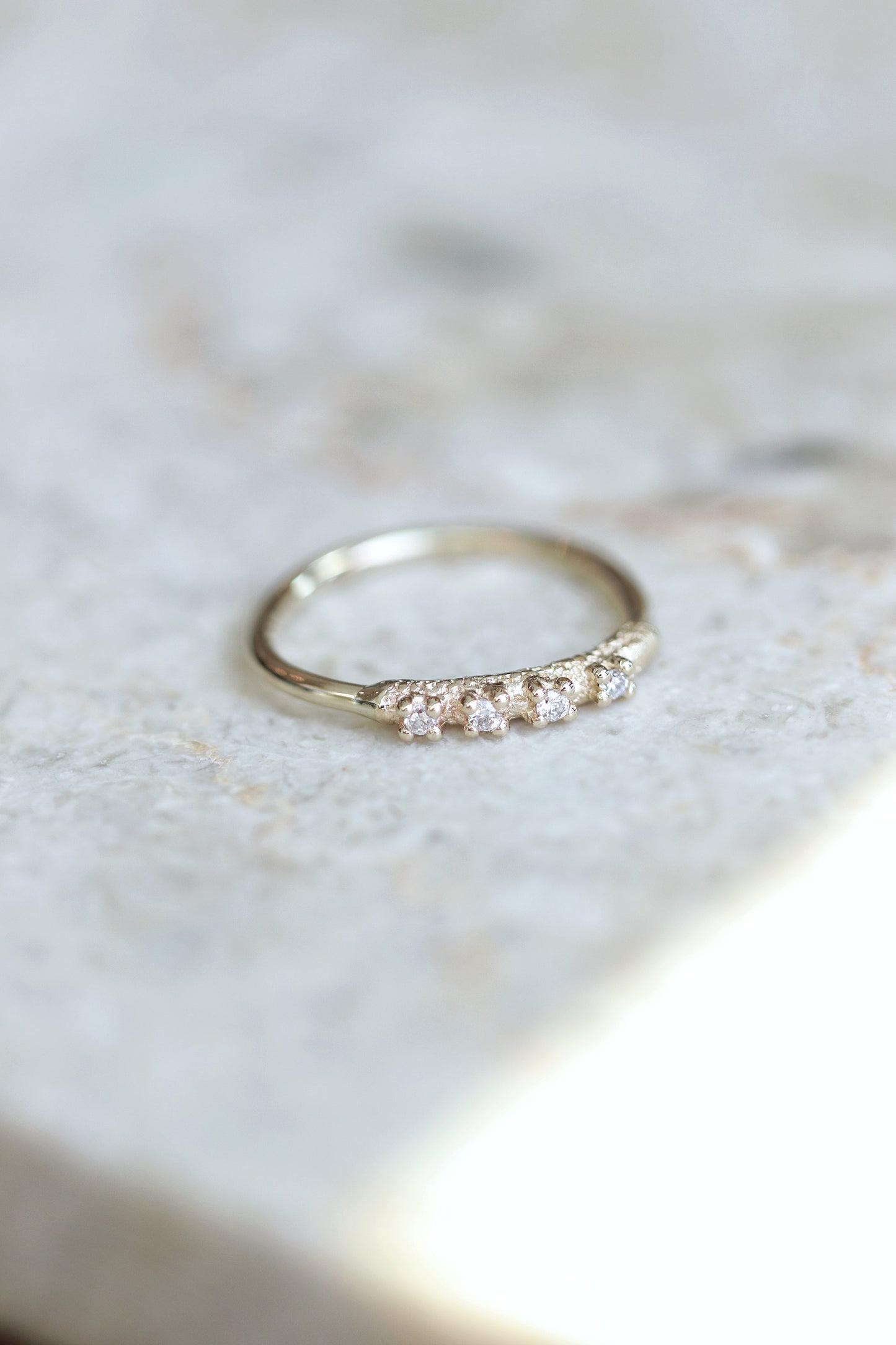Coral 4 stones ring