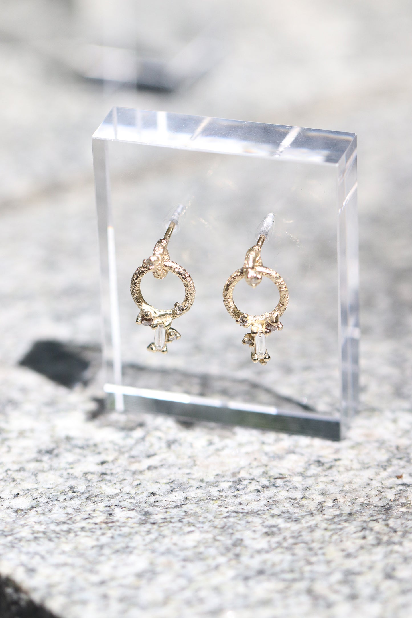 Rustic Loop with Hanging Baguette Earrings