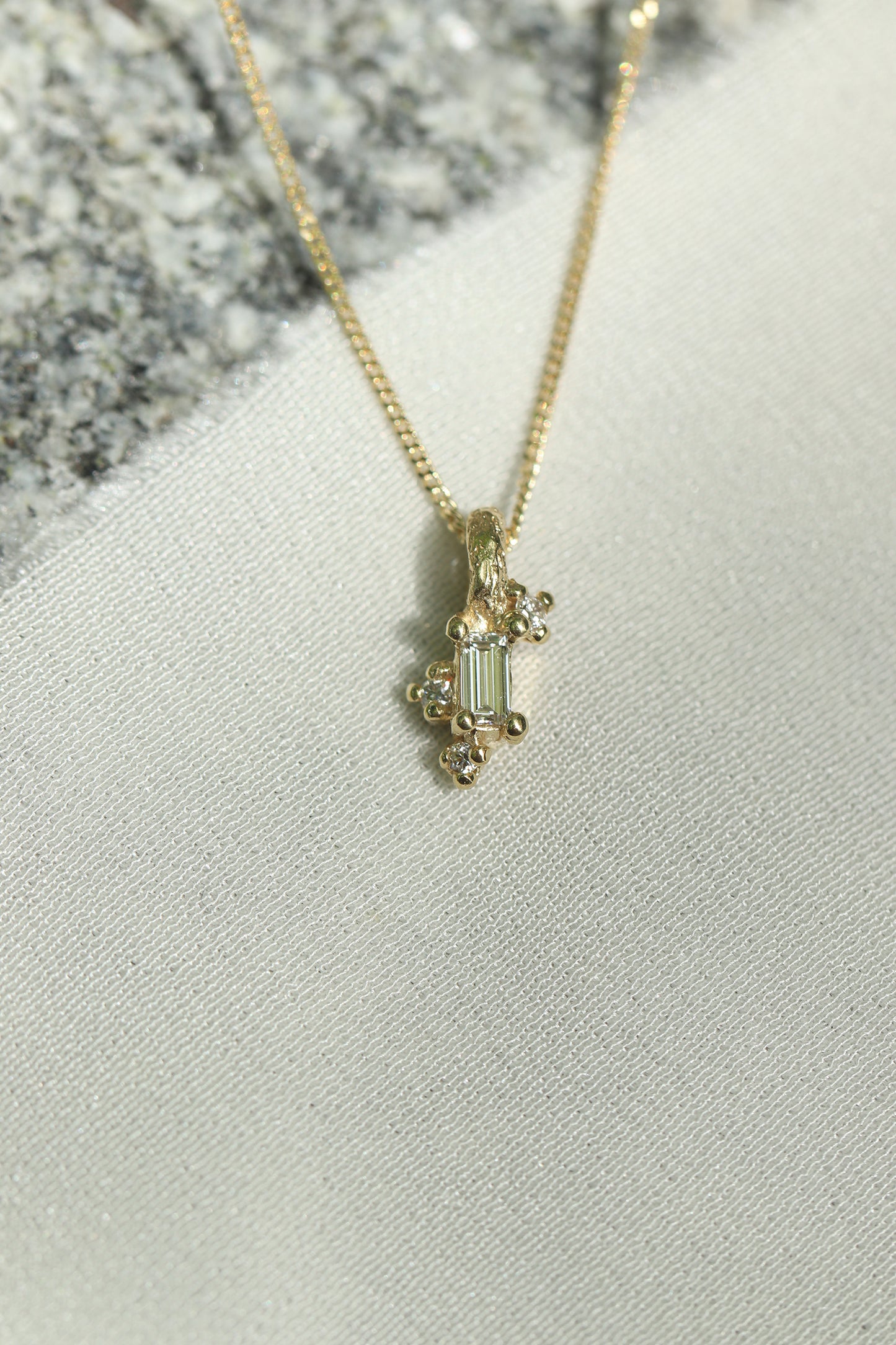 Hanging Baguette Diamond Necklace