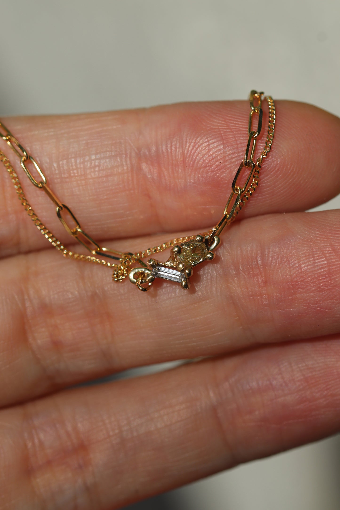 Duo Stone Charm with Double Chain Bracelet