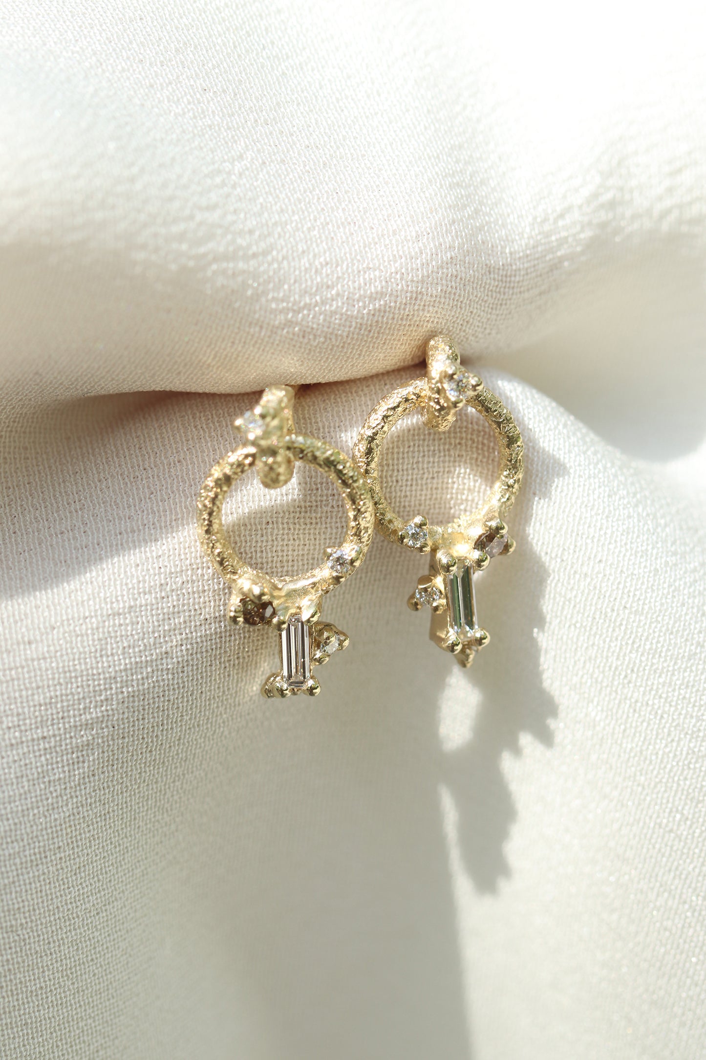 Rustic Loop with Hanging Baguette Earrings