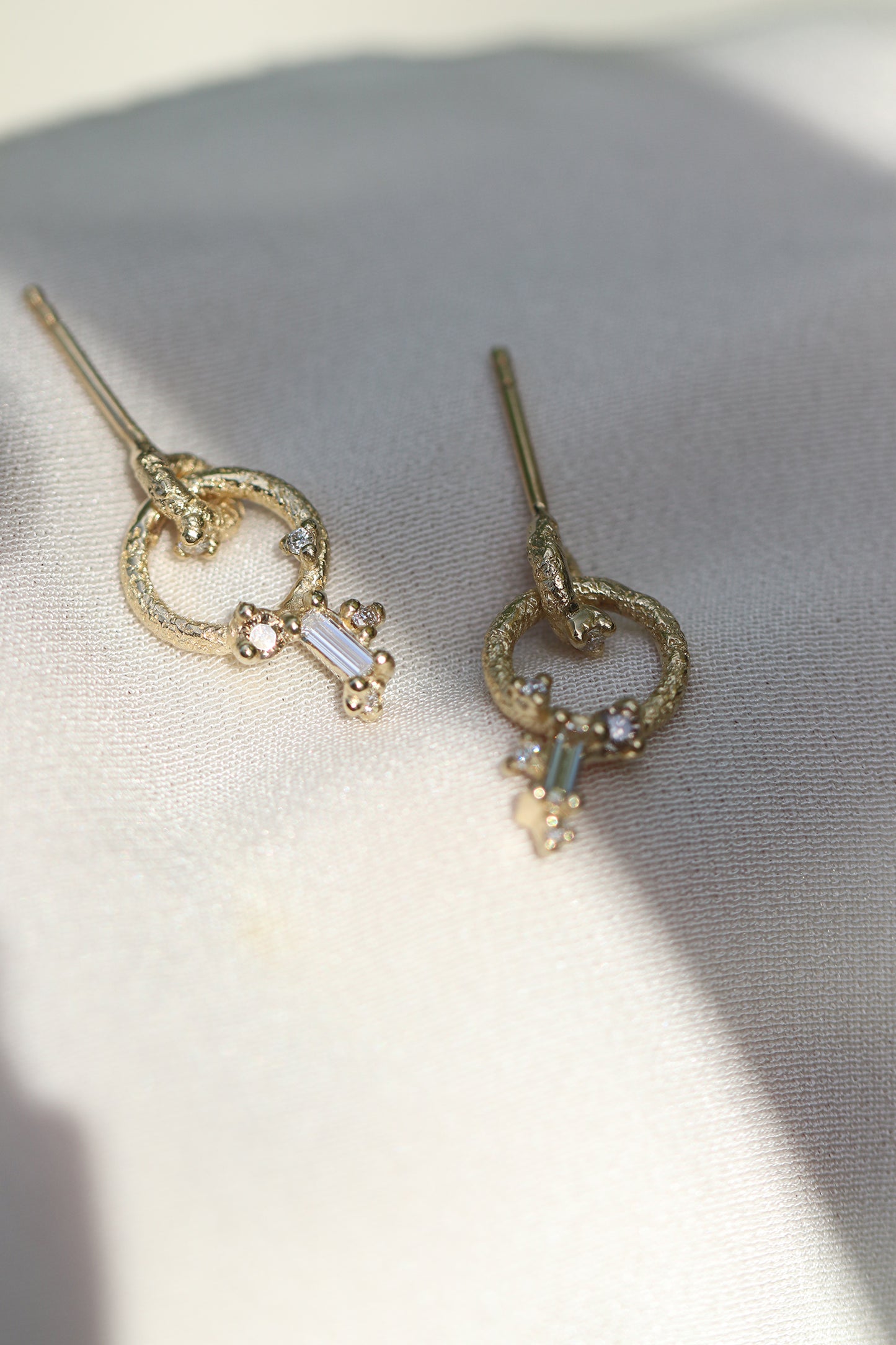 Rustic Loop with Hanging Baguette Earrings