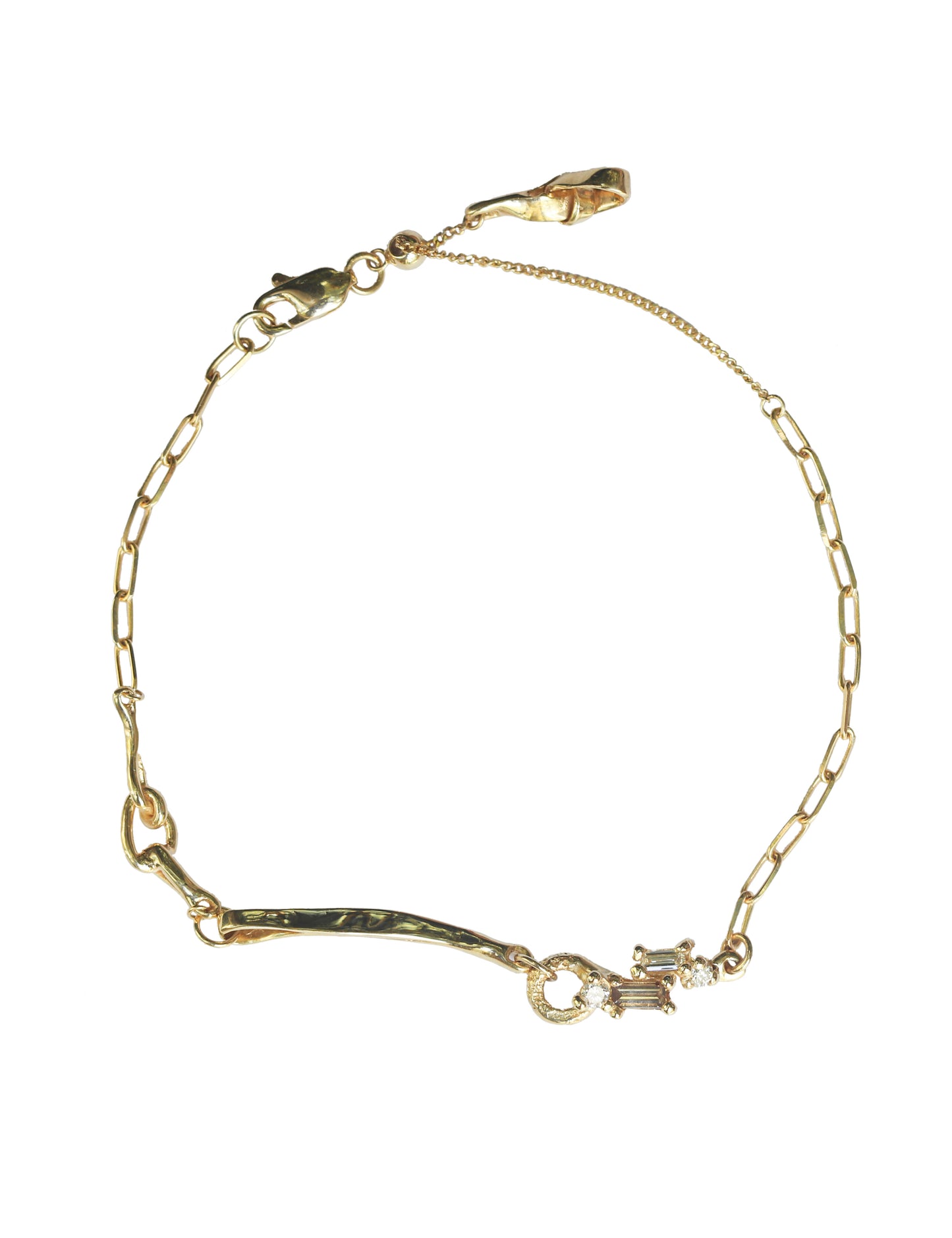 Ribbon, Rope and Diamond Charms Bracelet