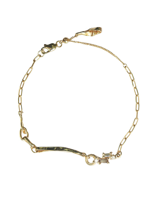 Ribbon, Rope and Diamond Charms Bracelet