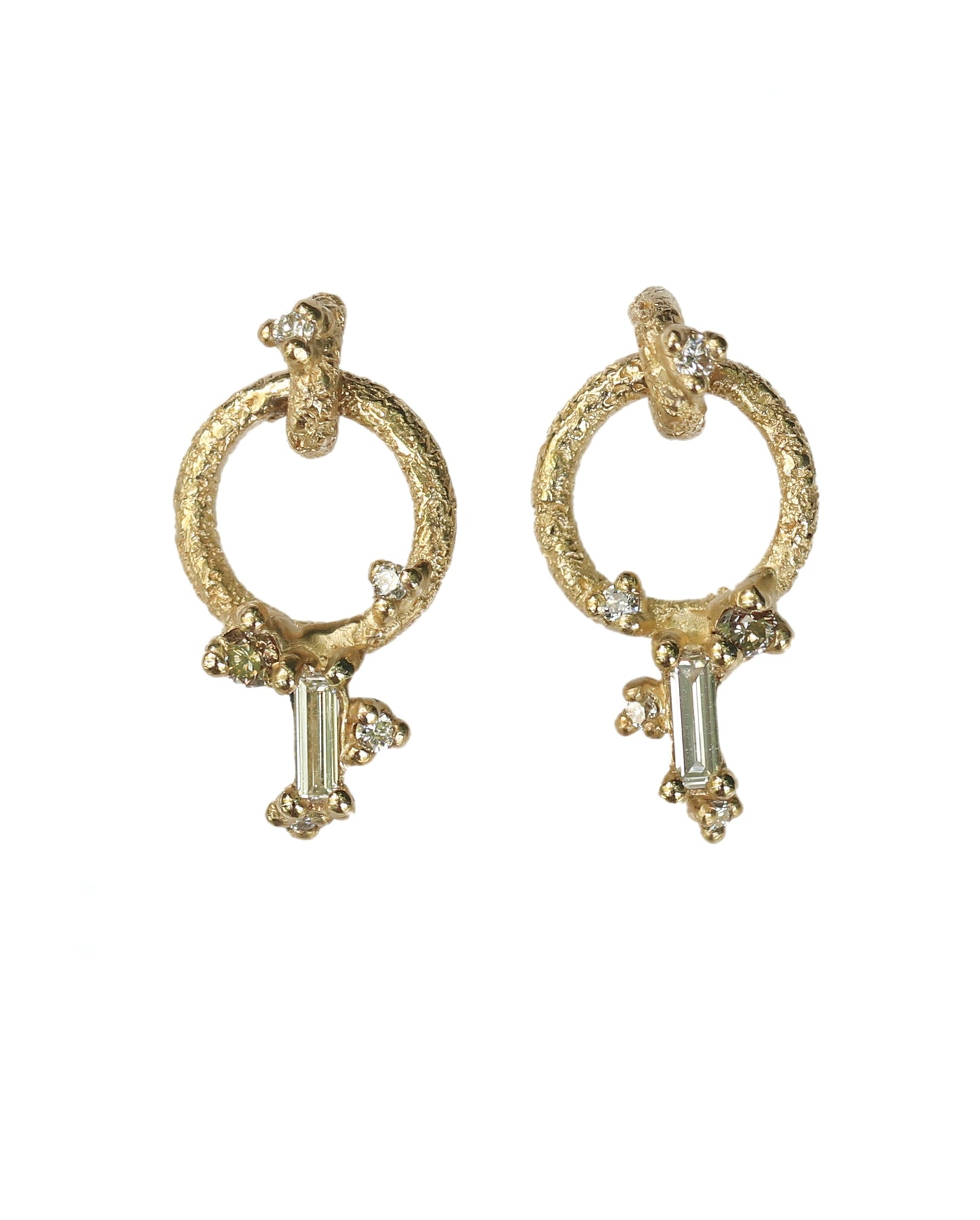 Rustic Loop with Hanging Baguette Earrings