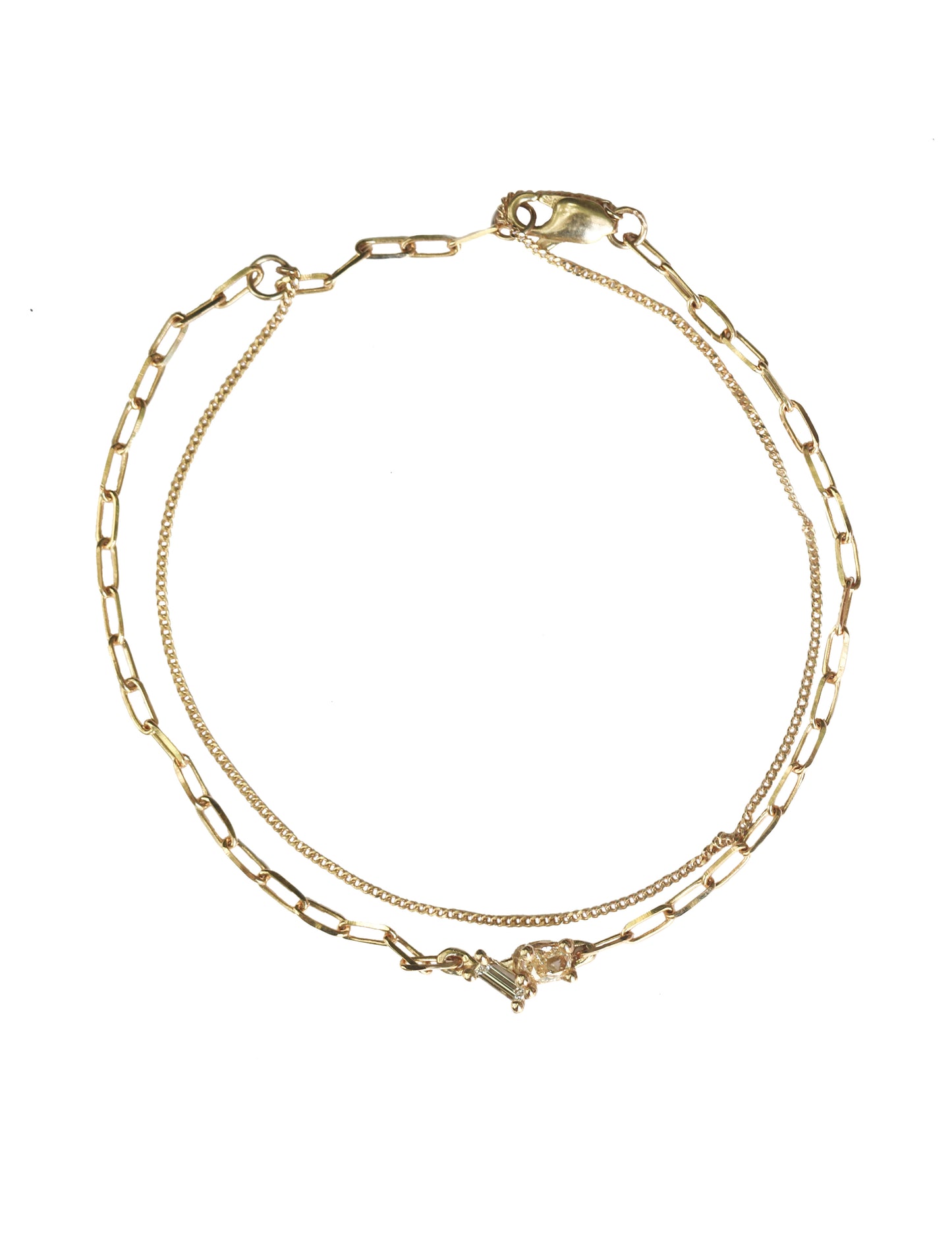 Duo Stone Charm with Double Chain Bracelet