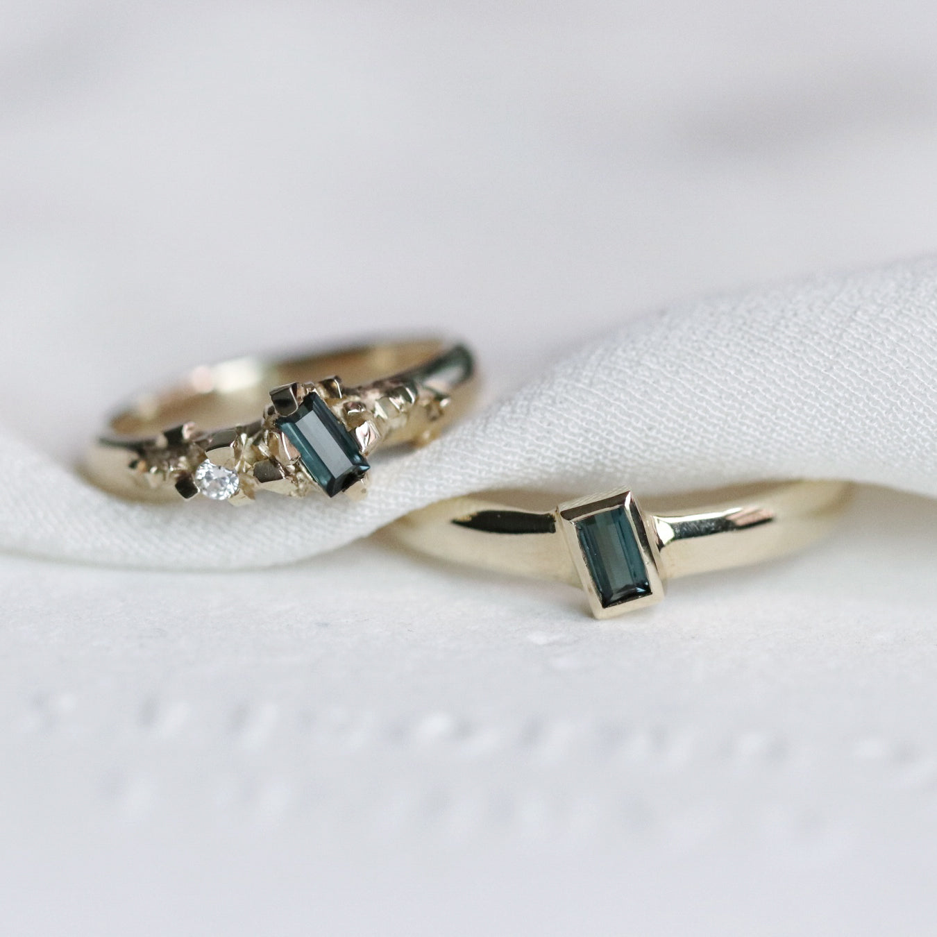 Wedding Bands - pyrite and slanted stone