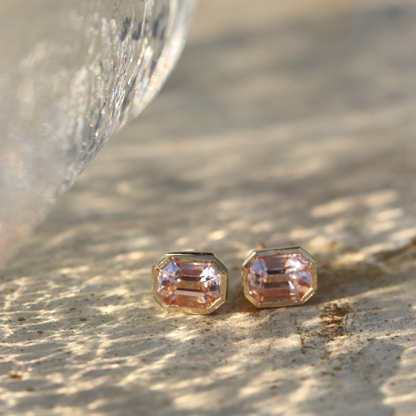 Stud Earrings (Morganite in bezel setting)