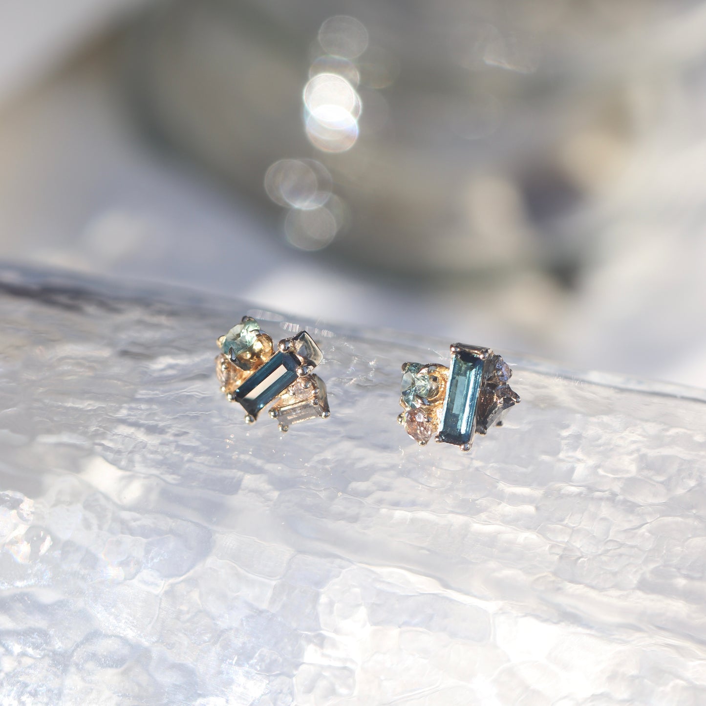 Cluster Earrings (Tourmaline and Sapphire)