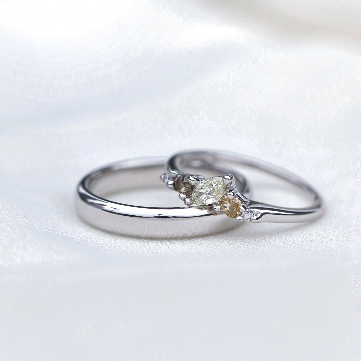 Wedding Bands - irregular stone and plain
