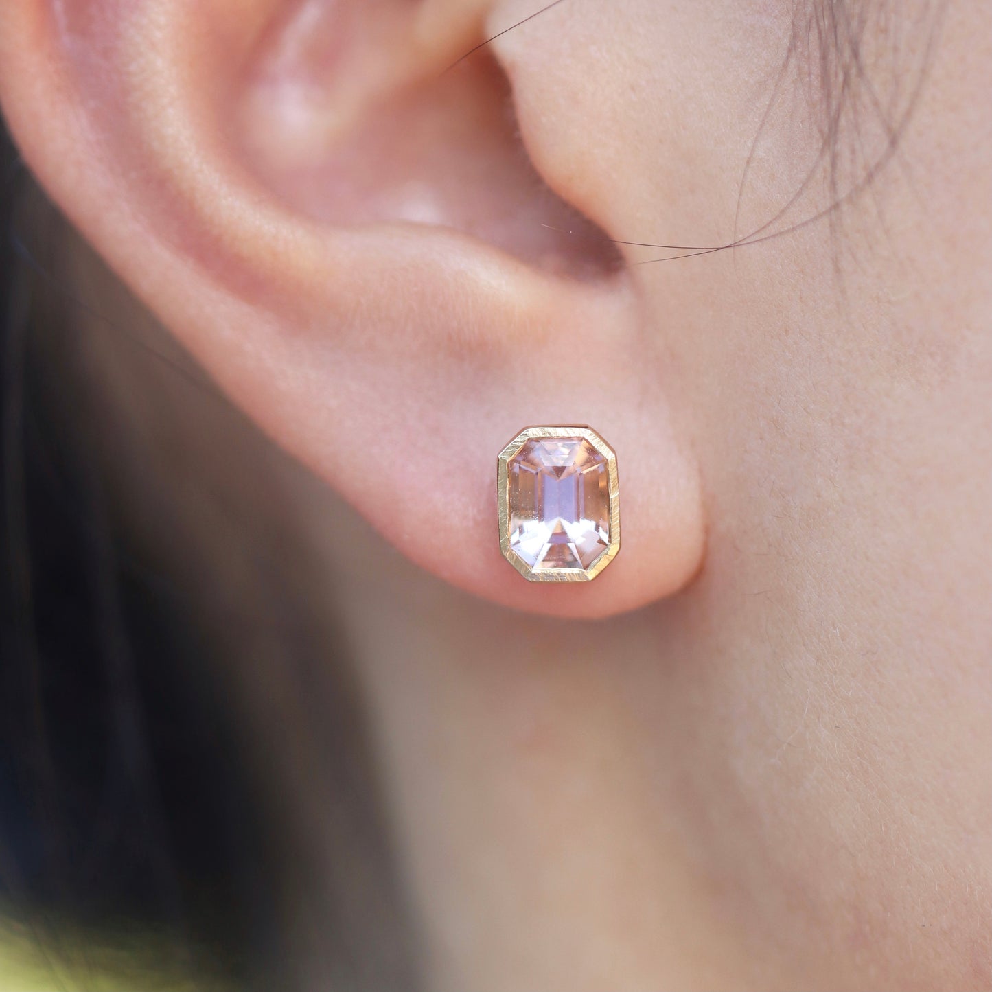 Stud Earrings (Morganite in bezel setting)