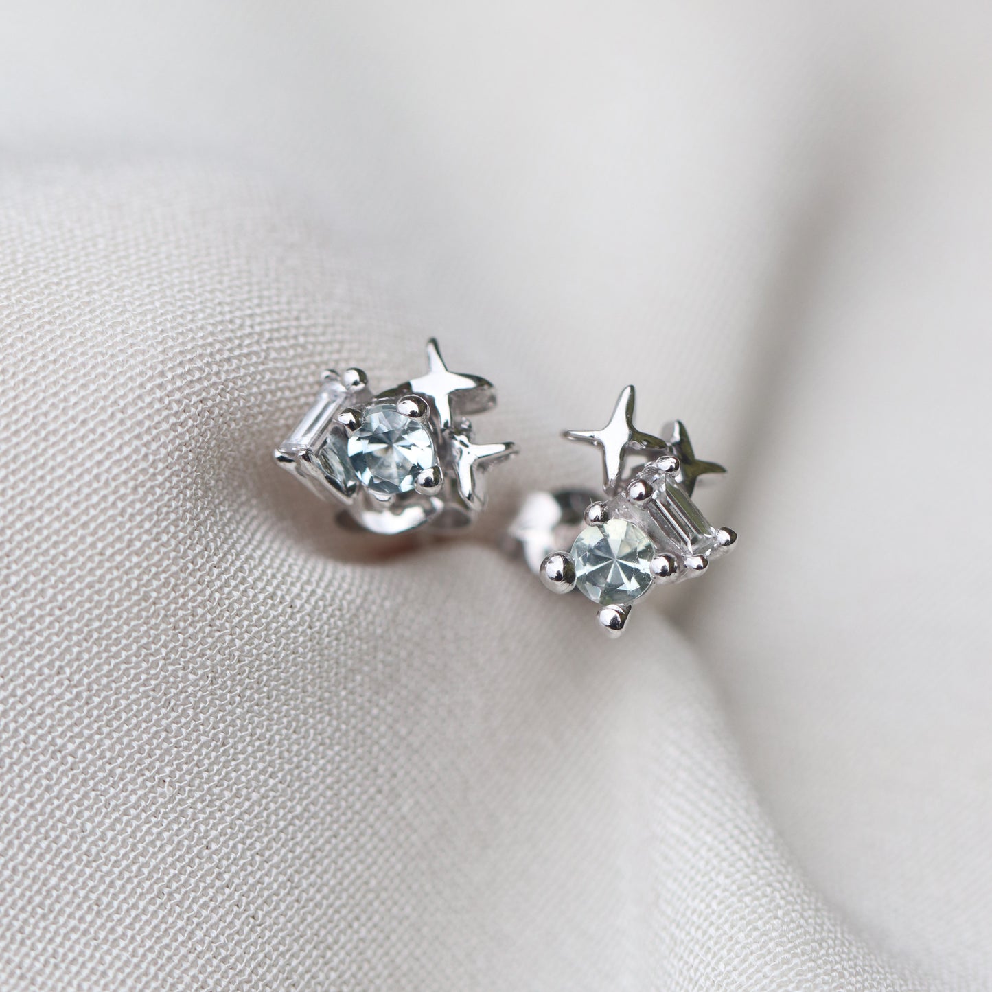 Ring Aquamarine & Diamond Earring Cabinetofcuriosityjewellery