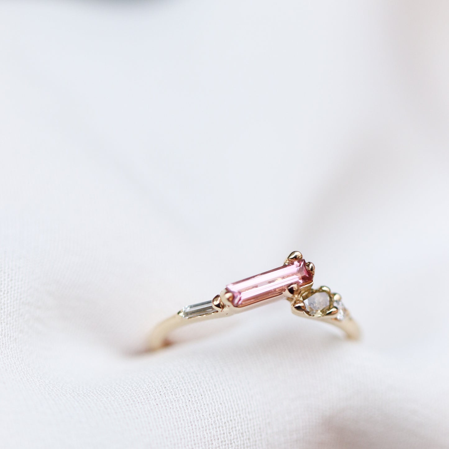 Ring Long Baguette Tourmaline Stackable Ring Cabinetofcuriosityjewellery