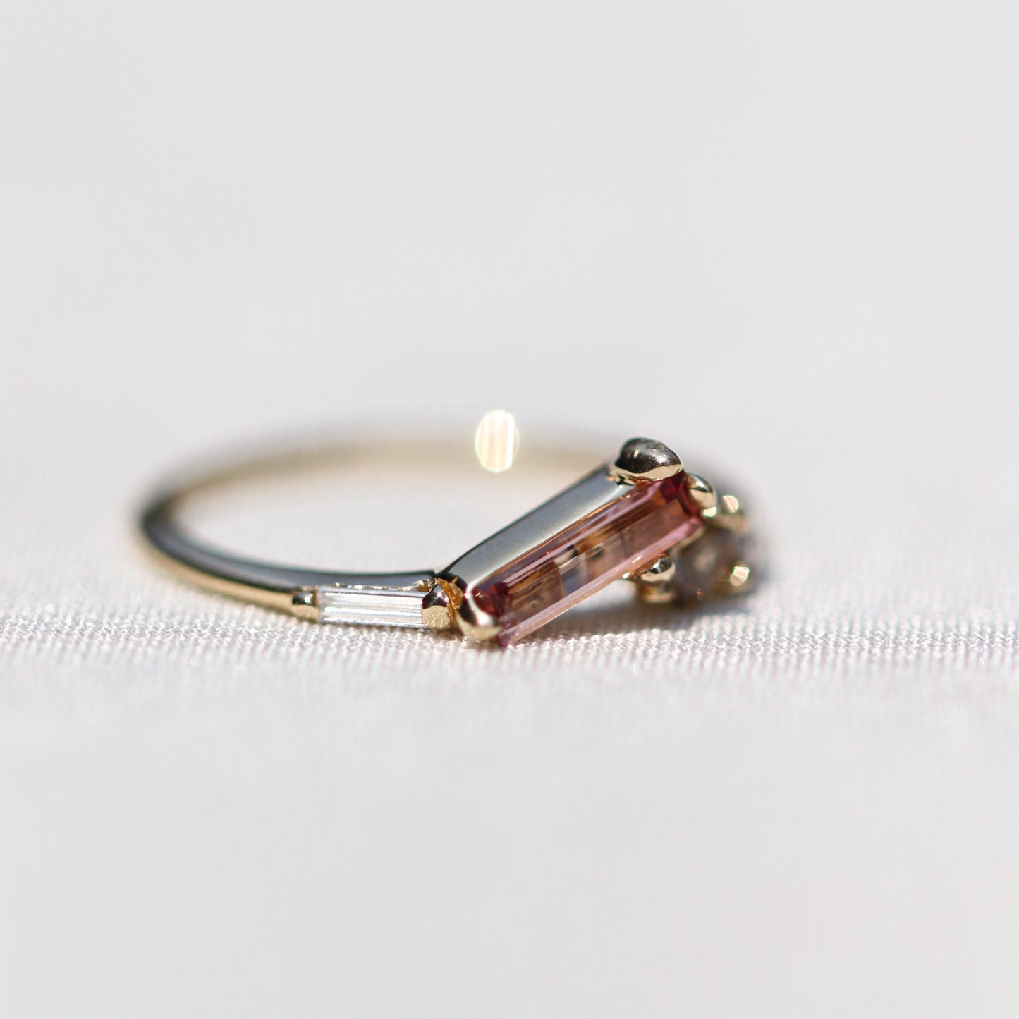 Ring Long Baguette Tourmaline Stackable Ring Cabinetofcuriosityjewellery