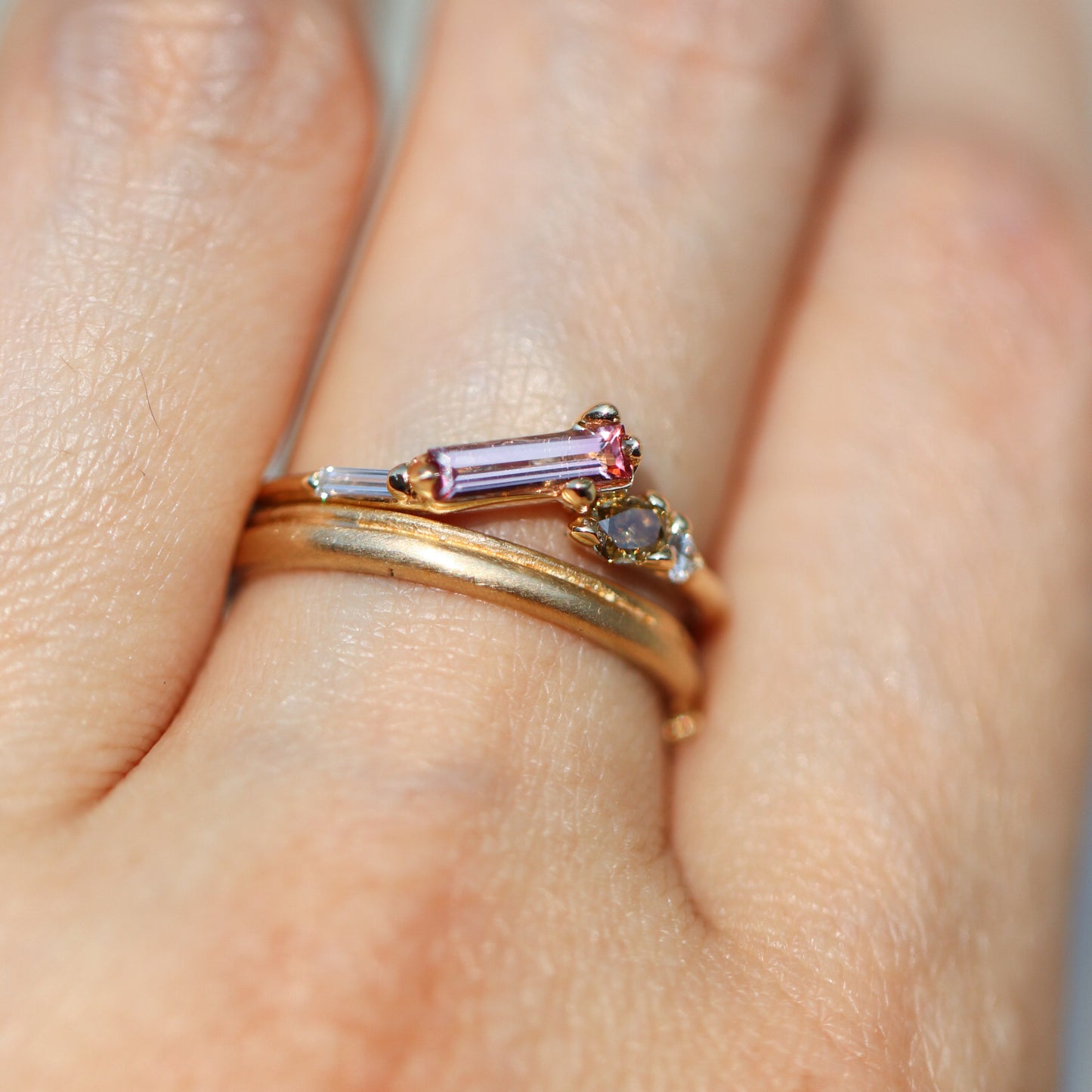 Ring Long Baguette Tourmaline Stackable Ring Cabinetofcuriosityjewellery