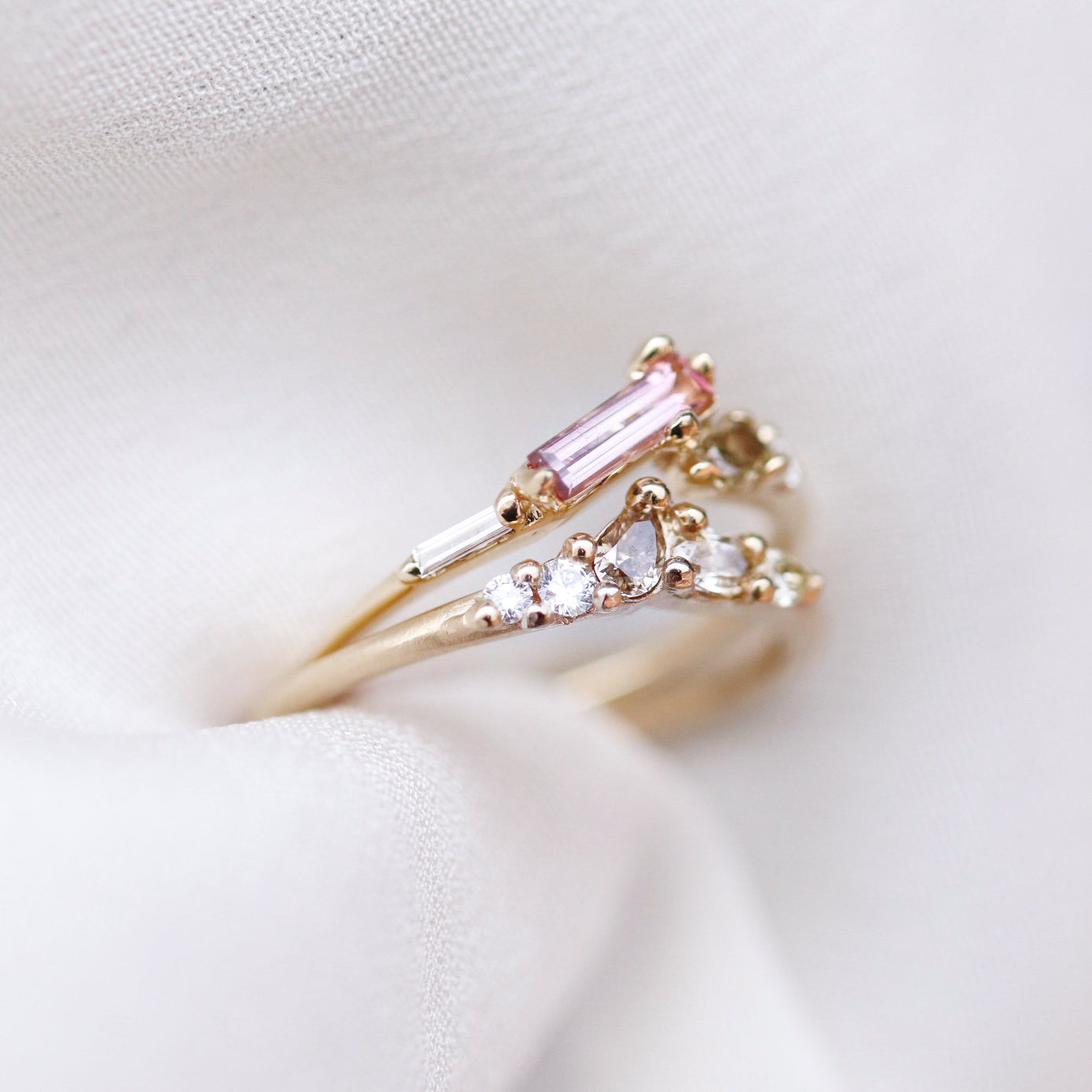 Ring Long Baguette Tourmaline Stackable Ring Cabinetofcuriosityjewellery