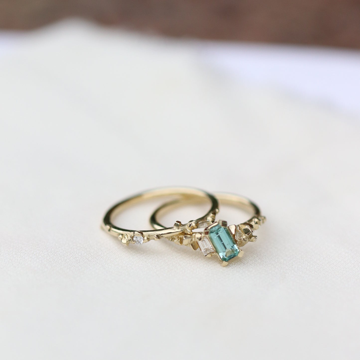 Ring Pyrite Ring with Green Tourmaline & Diamonds Cabinetofcuriosityjewellery