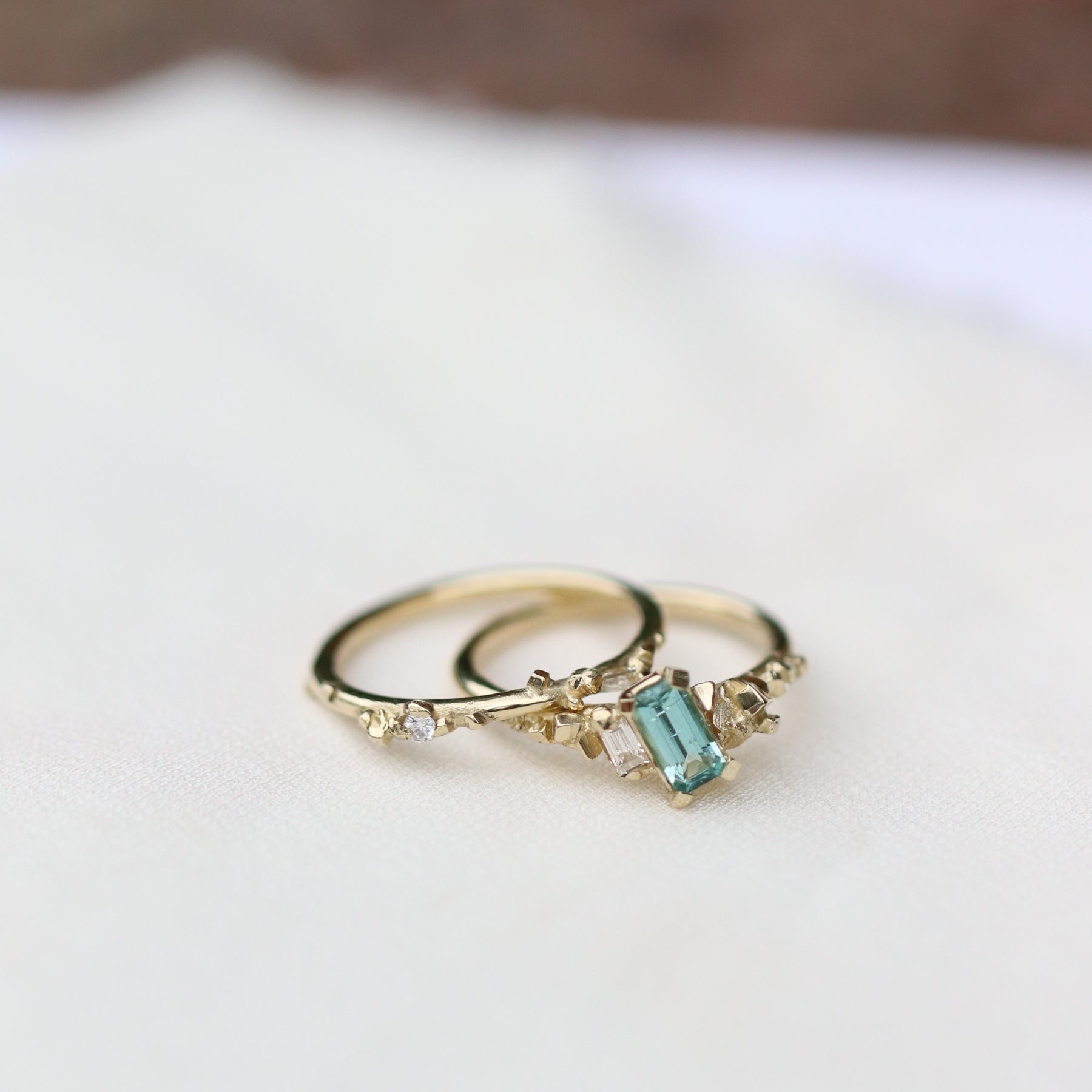 Ring Pyrite Ring with Green Tourmaline & Diamonds Cabinetofcuriosityjewellery