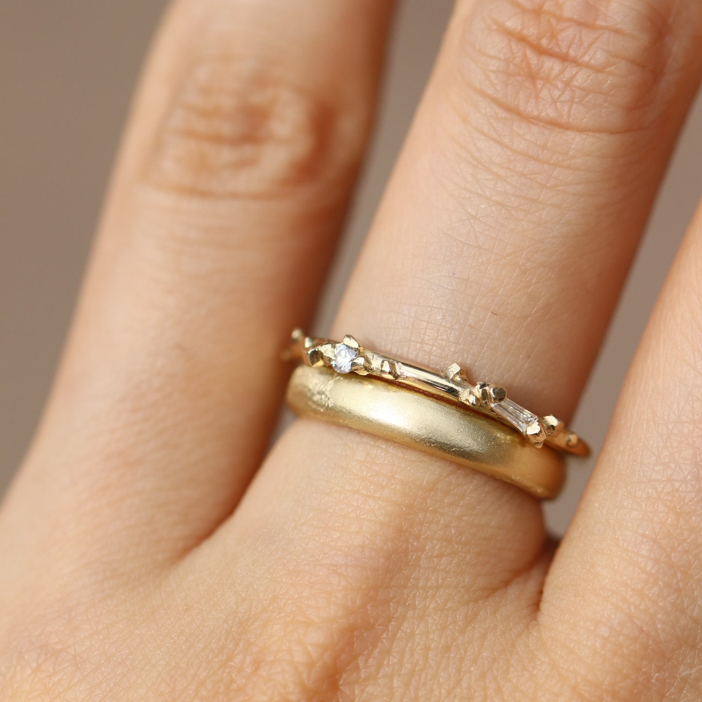 Ring Dainty pyrite stackable ring with diamonds Cabinetofcuriosityjewellery