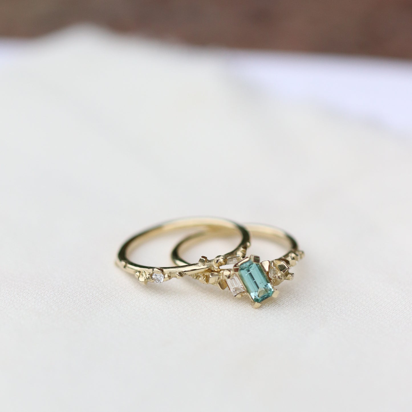 Ring Dainty pyrite stackable ring with diamonds Cabinetofcuriosityjewellery