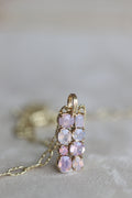 14k Yellow Gold Dreamy Sapphire III Stone Cluster Pendant Pastel Pink