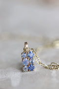 14k Yellow Gold Dreamy Sapphire III Stone Cluster Pendant Azure Blue