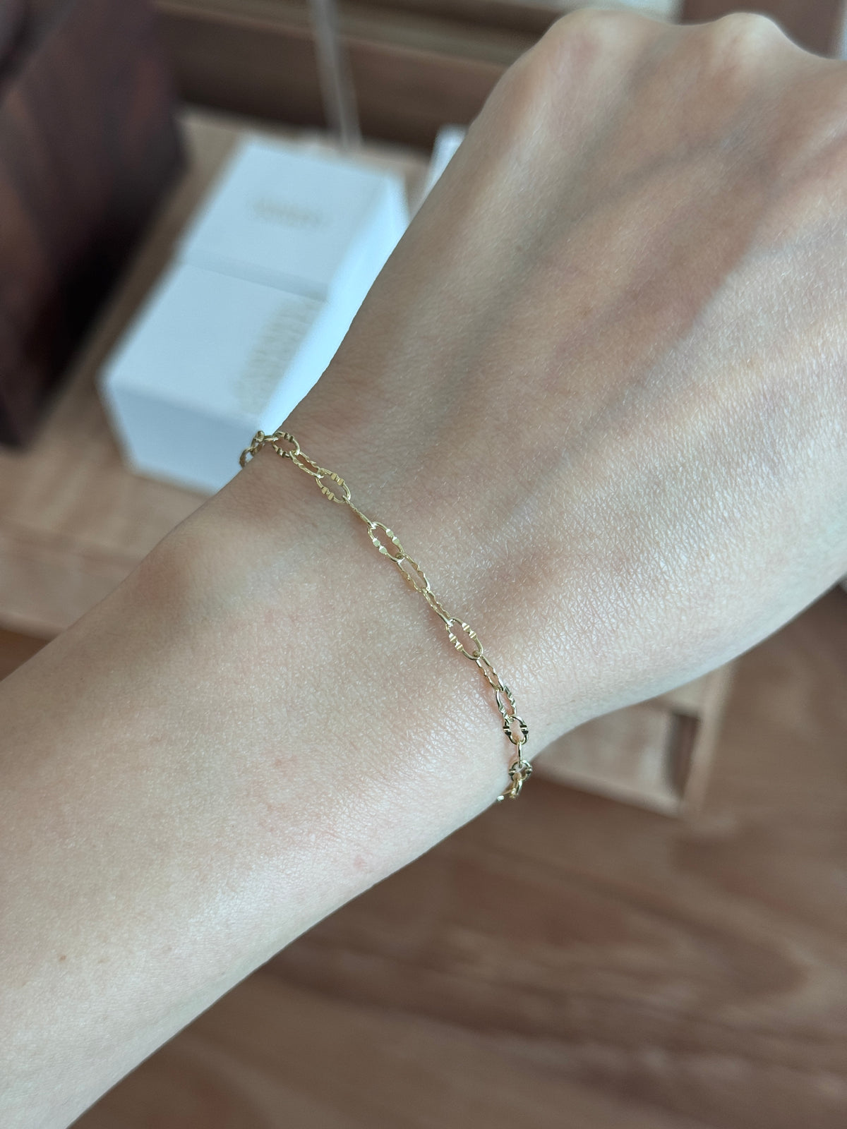 14k Yellow Gold Scalloped Paperclip Chain