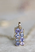 14k Yellow Gold Dreamy Sapphire III Stone Cluster Pendant Lilac