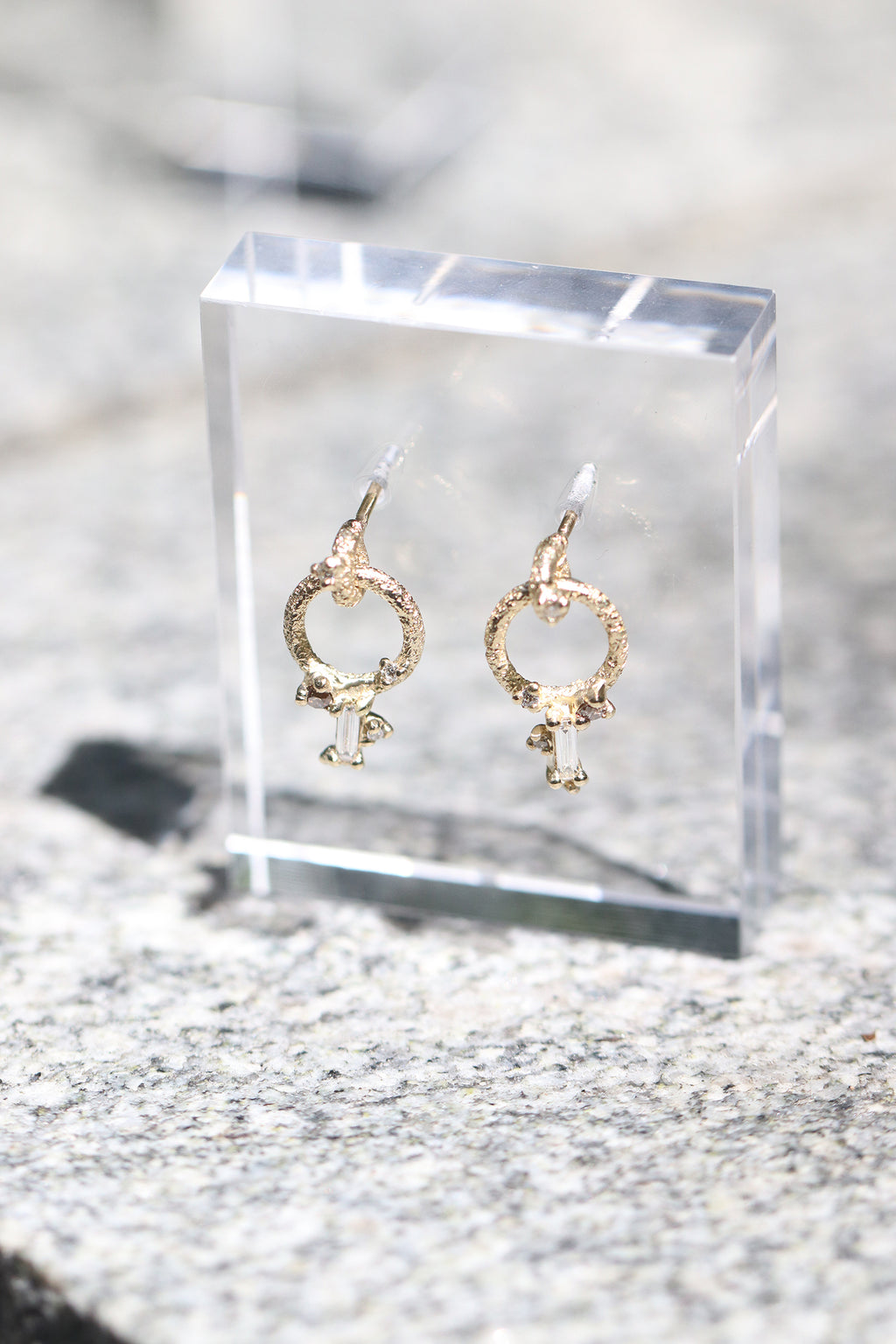 Rustic Loop with Hanging Baguette Earrings