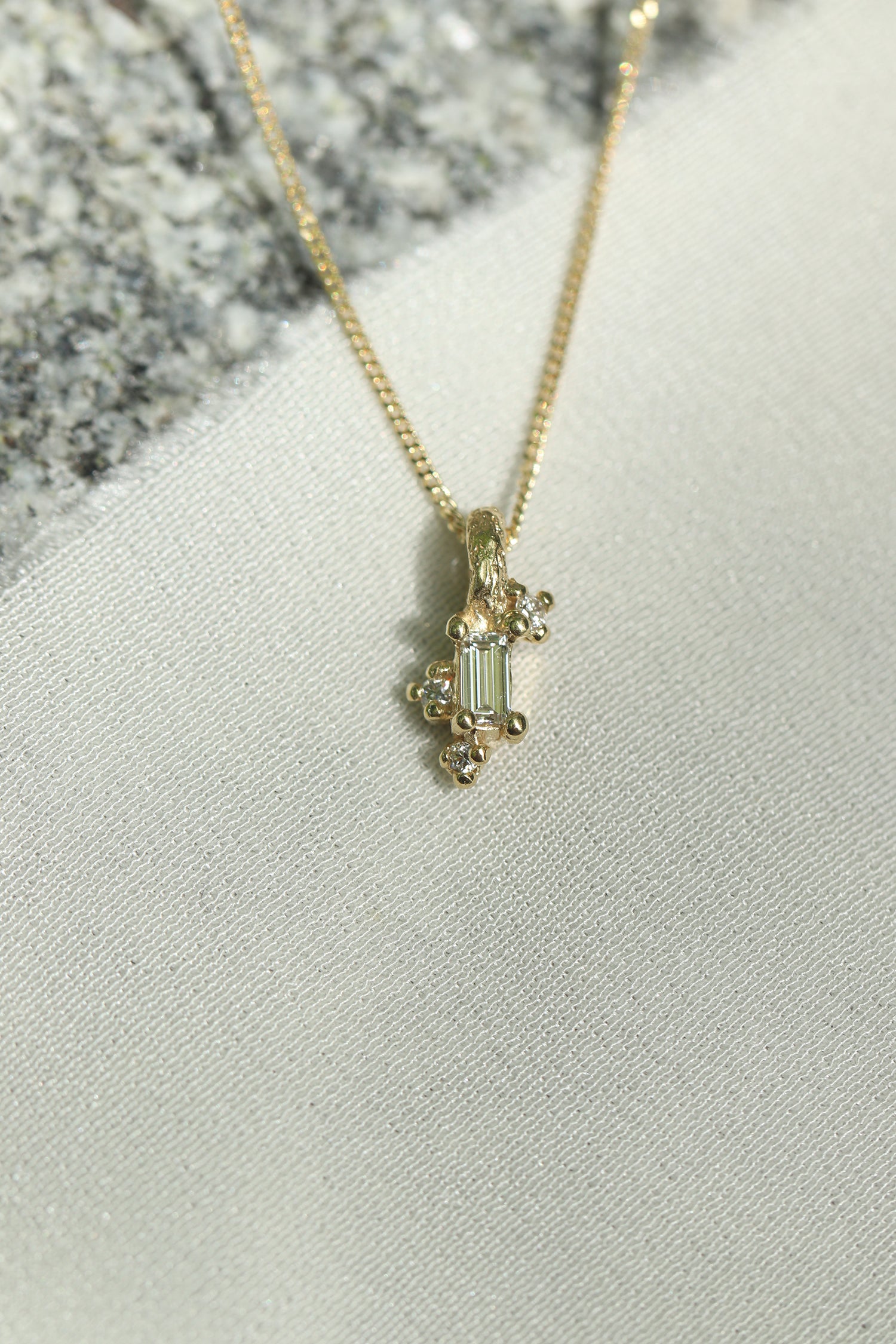 Hanging Baguette Diamond Necklace
