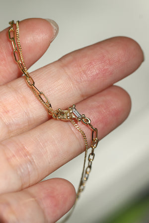 Duo Stone Charm with Double Chain Bracelet