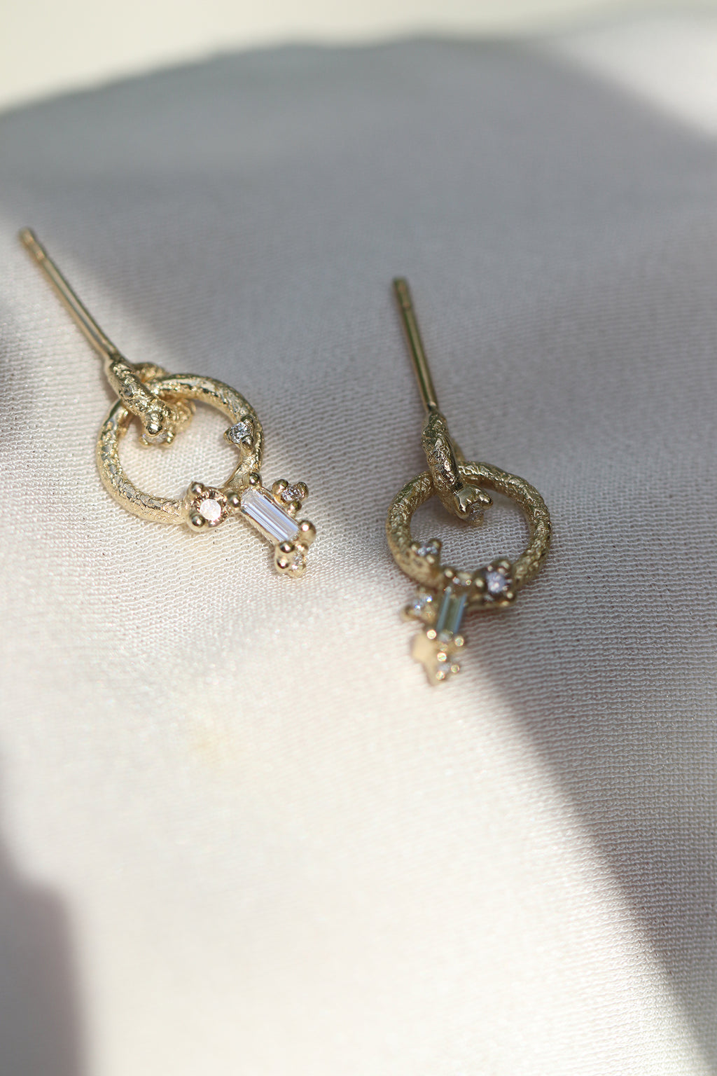 Rustic Loop with Hanging Baguette Earrings