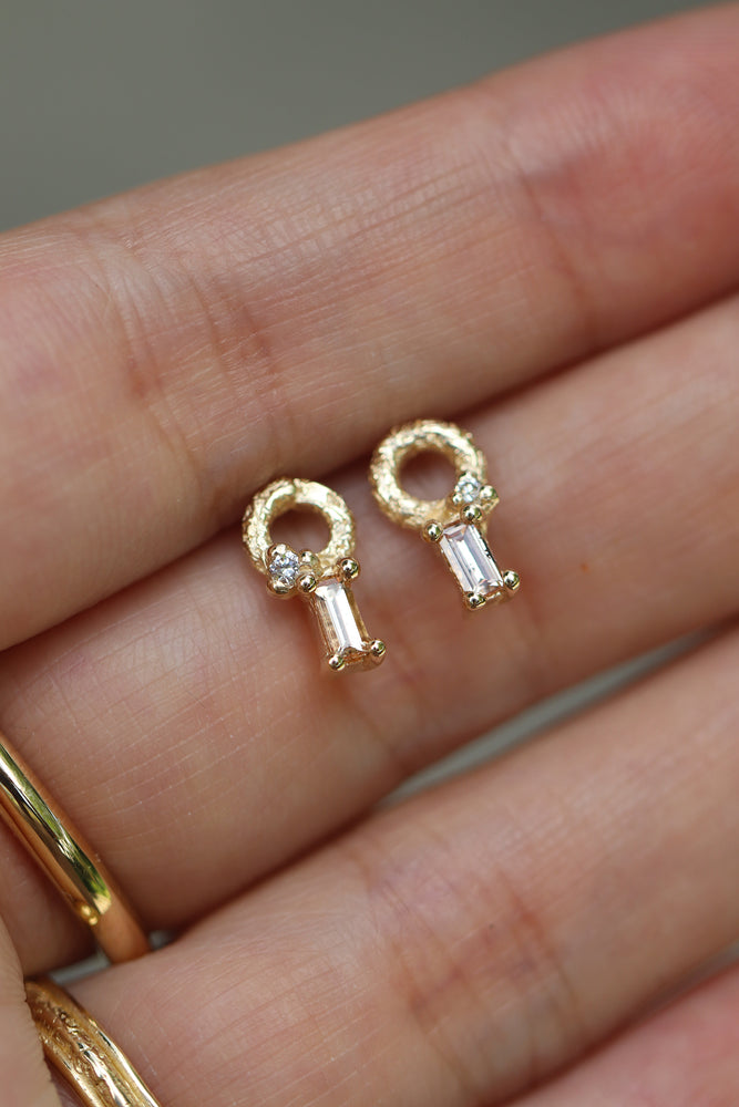 Mini Rustic Loop Pink Sapphire Earring