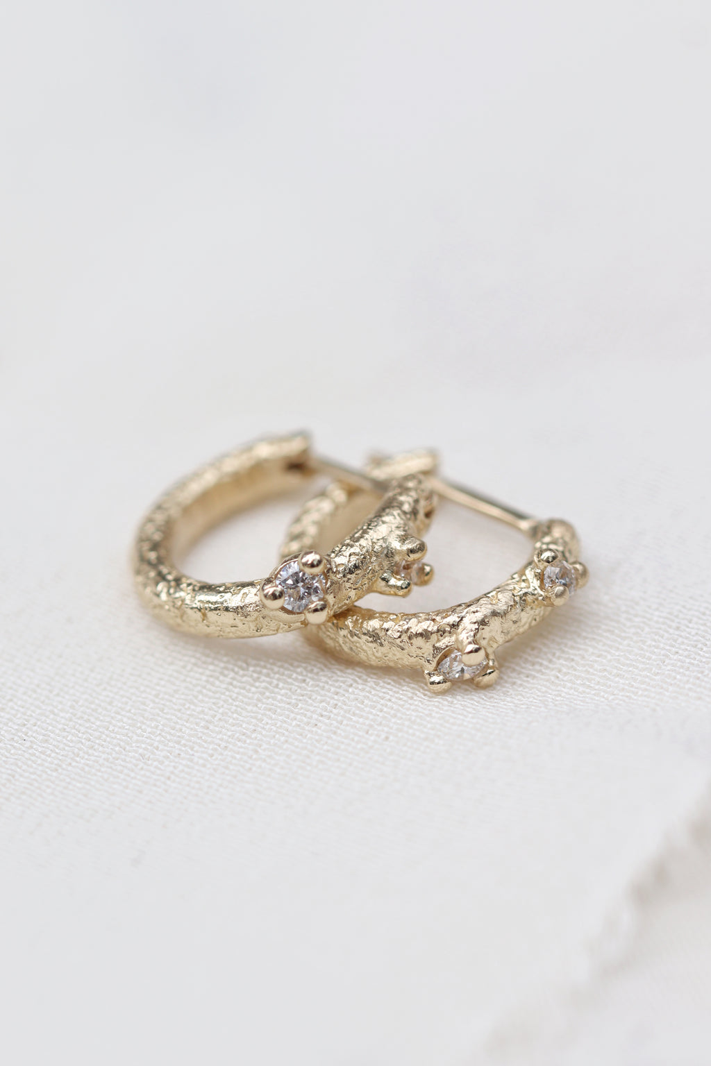 Coral Hoop Earrings with Diamonds
