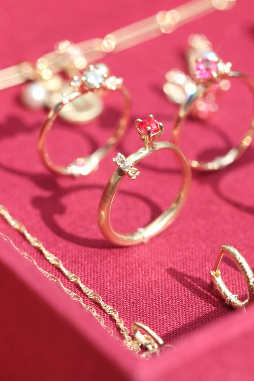 14k Yellow Gold Diamond Glide Spinel Ring (Tall)