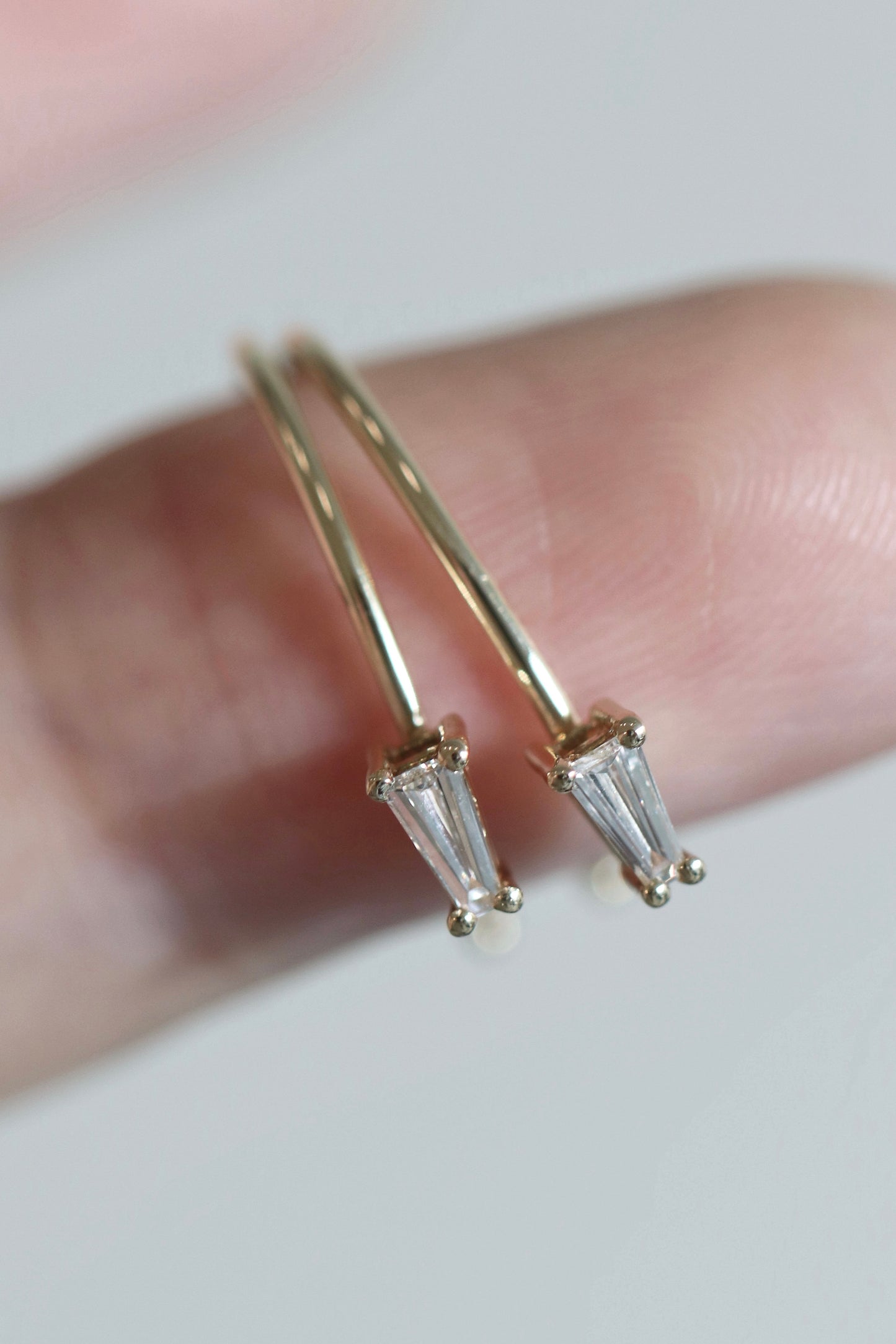 Baguette diamond hook earrings