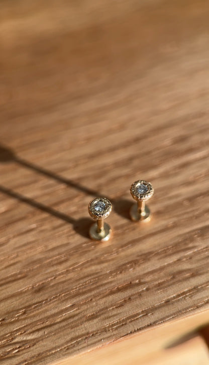 Coral stud flat back earring /piercing (single)