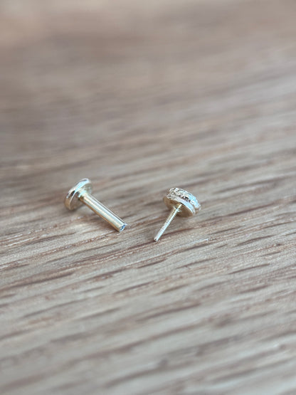 Coral stud flat back earring /piercing (single)