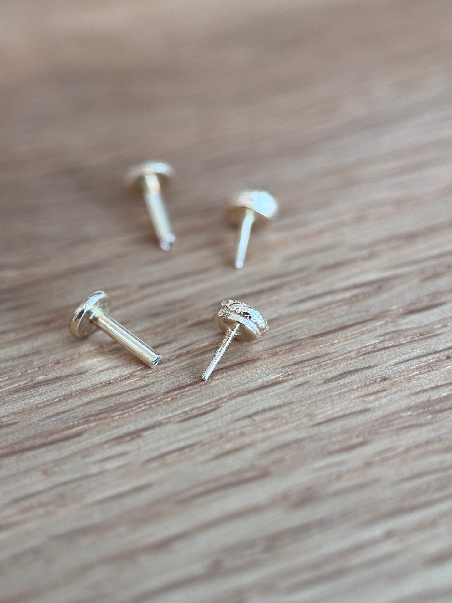 Coral stud flat back earring /piercing (single)