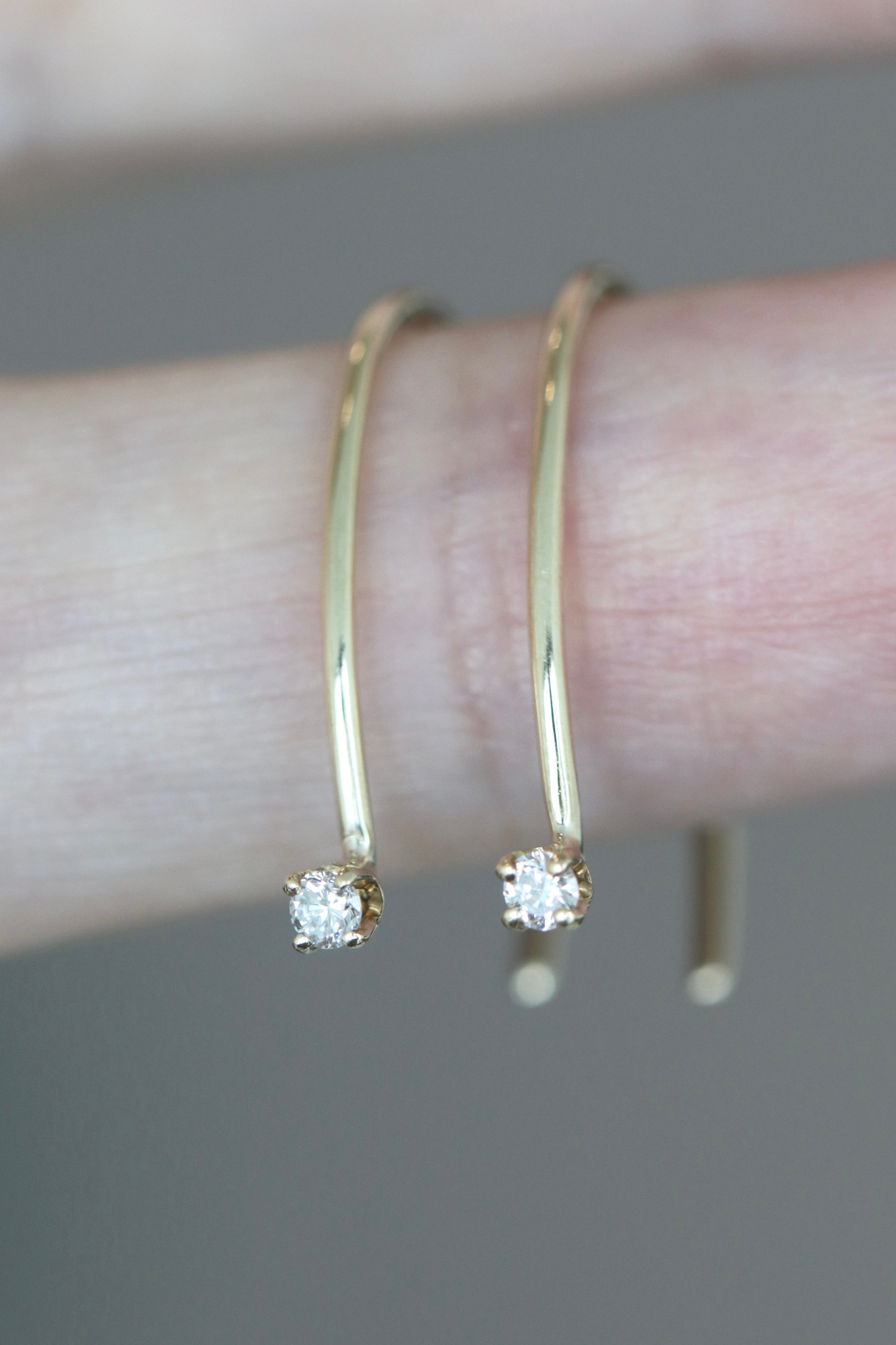 Petit diamond hook earrings