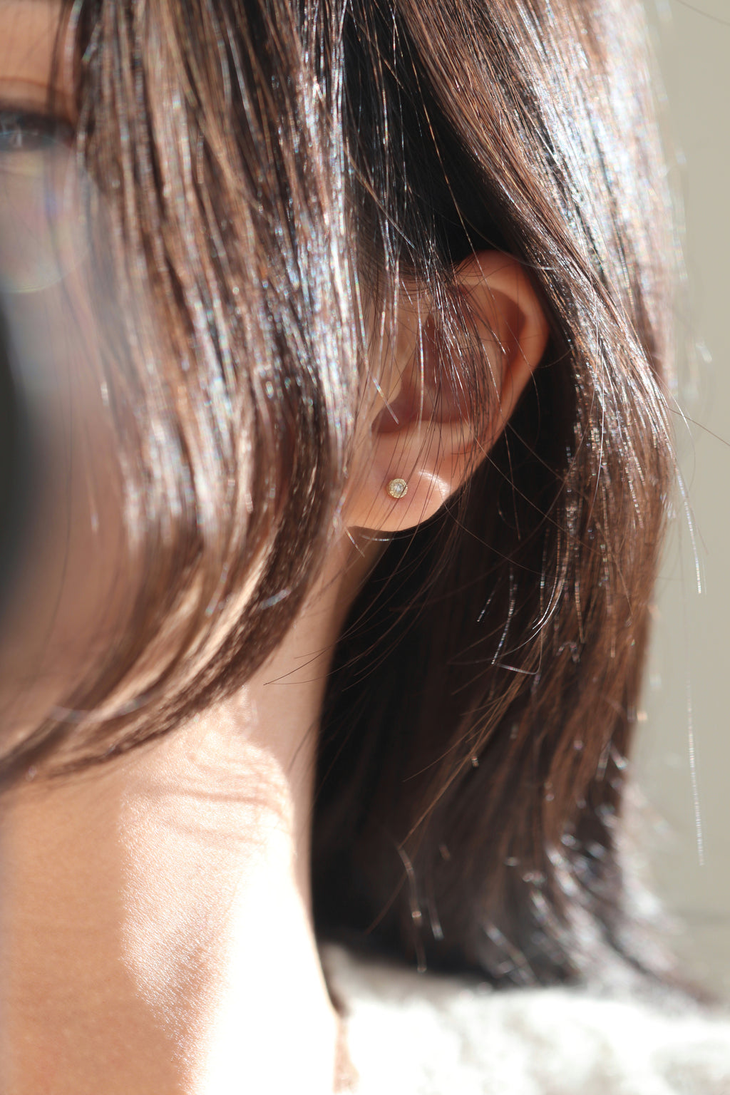 Coral stud flat back earring /piercing (single)