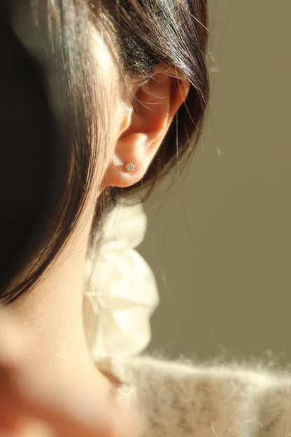 Coral stud flat back earring /piercing (single)