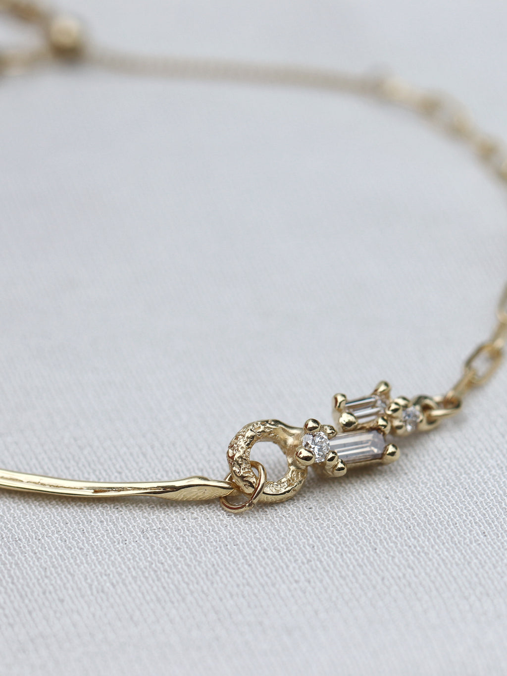 Ribbon, Rope and Diamond Charms Bracelet