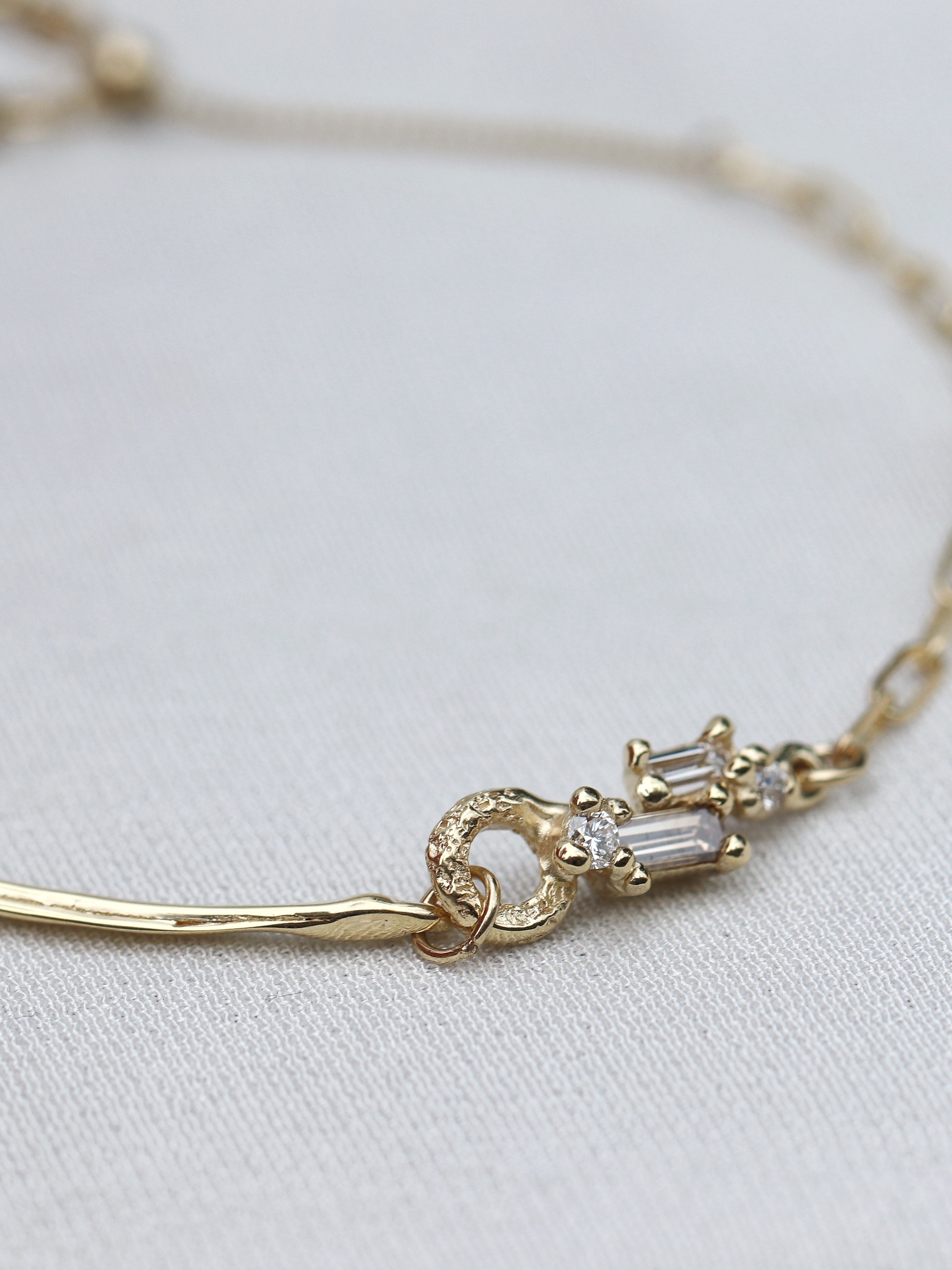 Ribbon, Rope and Diamond Charms Bracelet