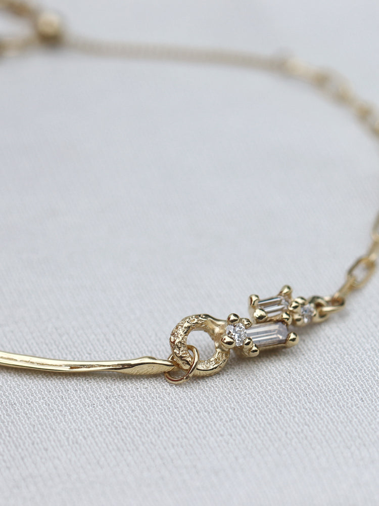 Ribbon, Rope and Diamond Charms Bracelet
