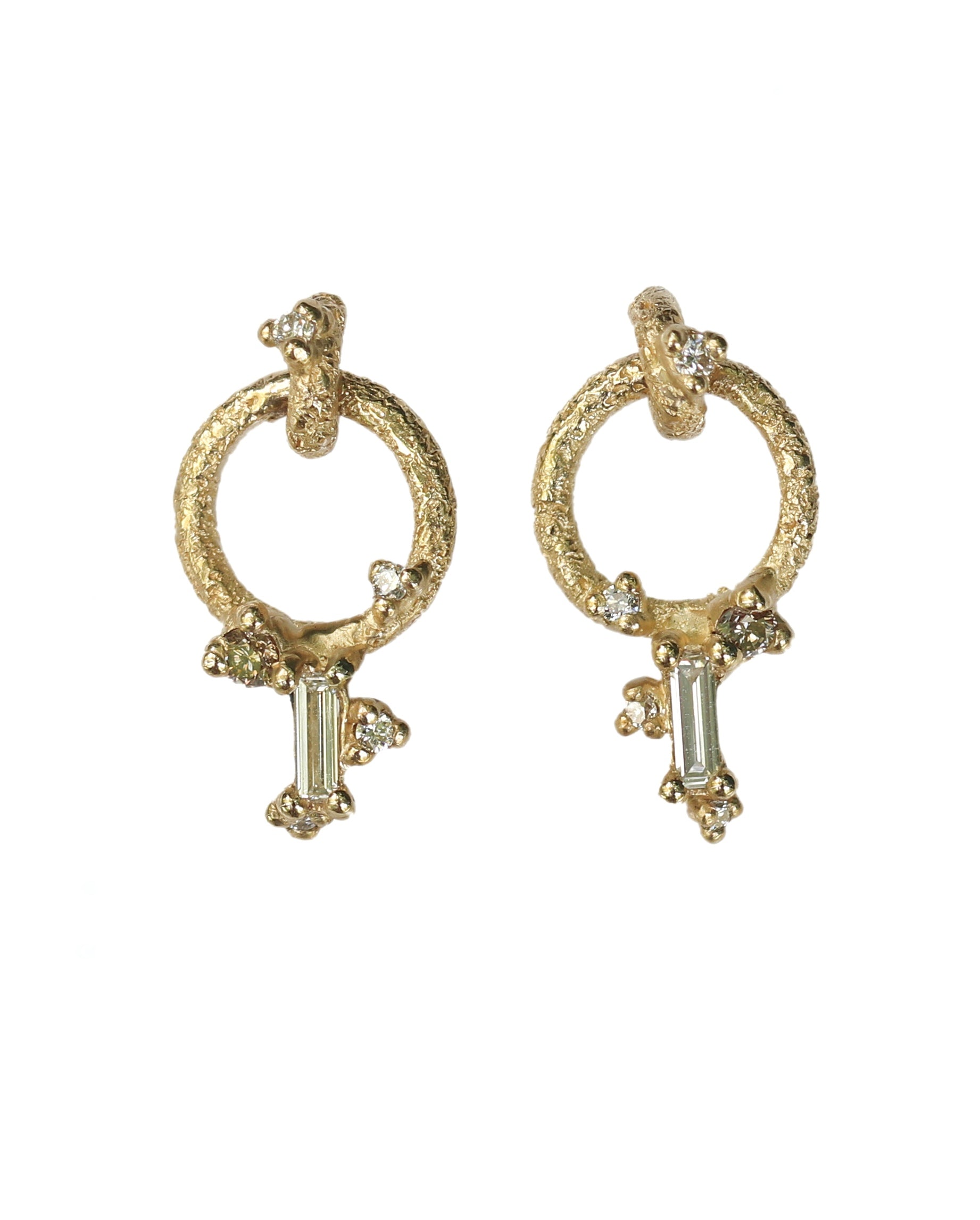 Rustic Loop with Hanging Baguette Earrings