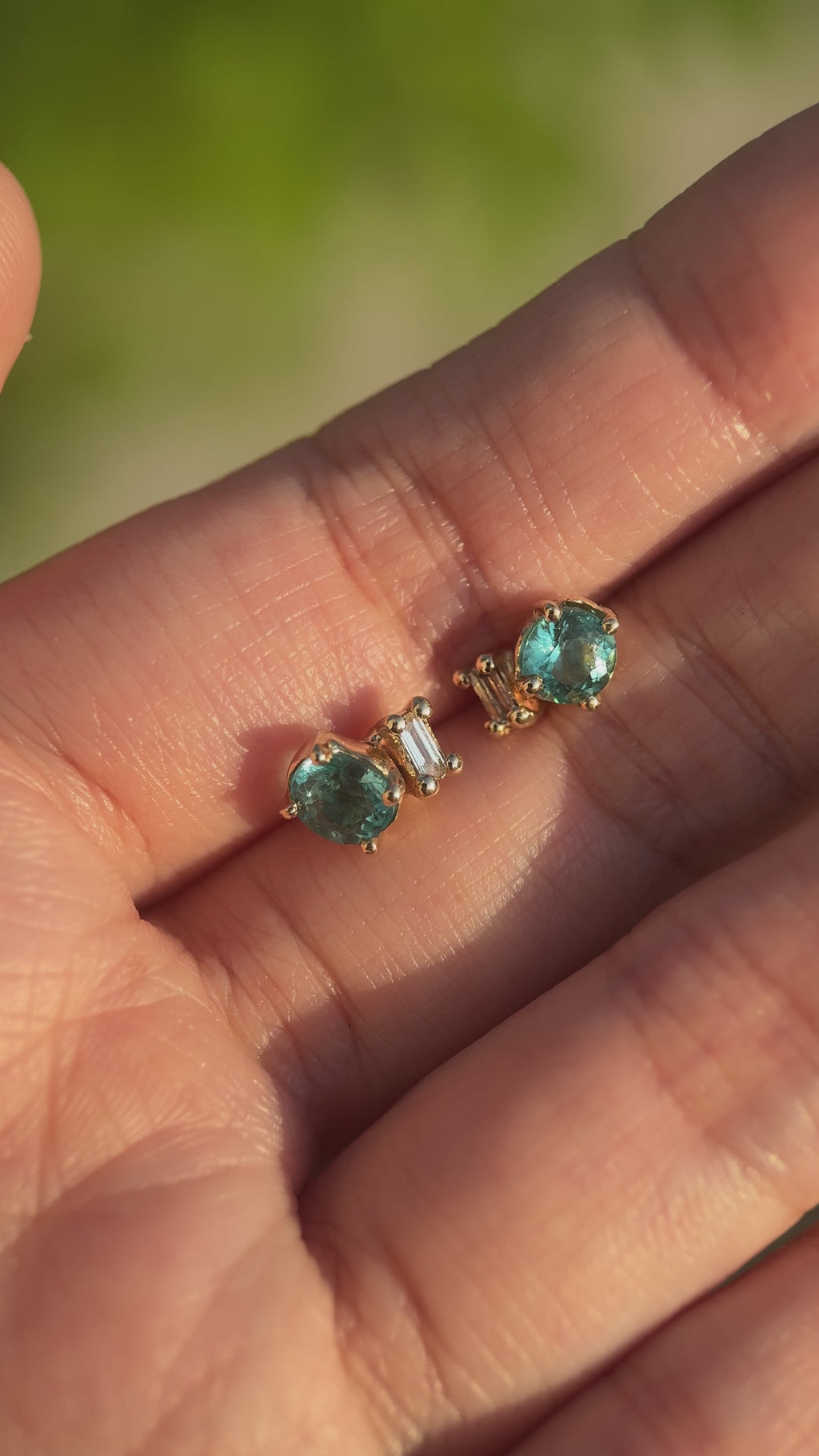 Apatite and Diamond Earrings