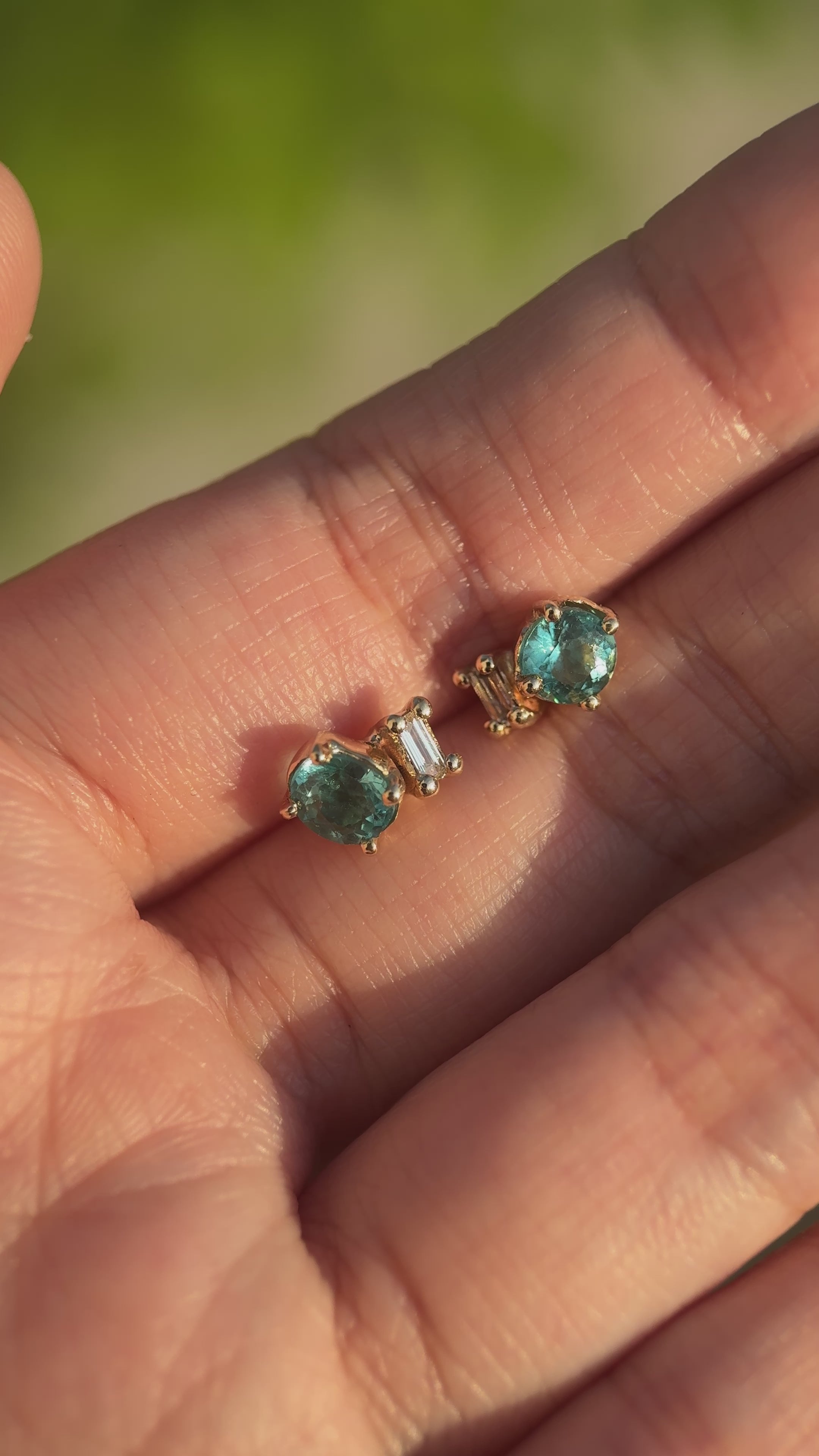 Apatite and Diamond Earrings