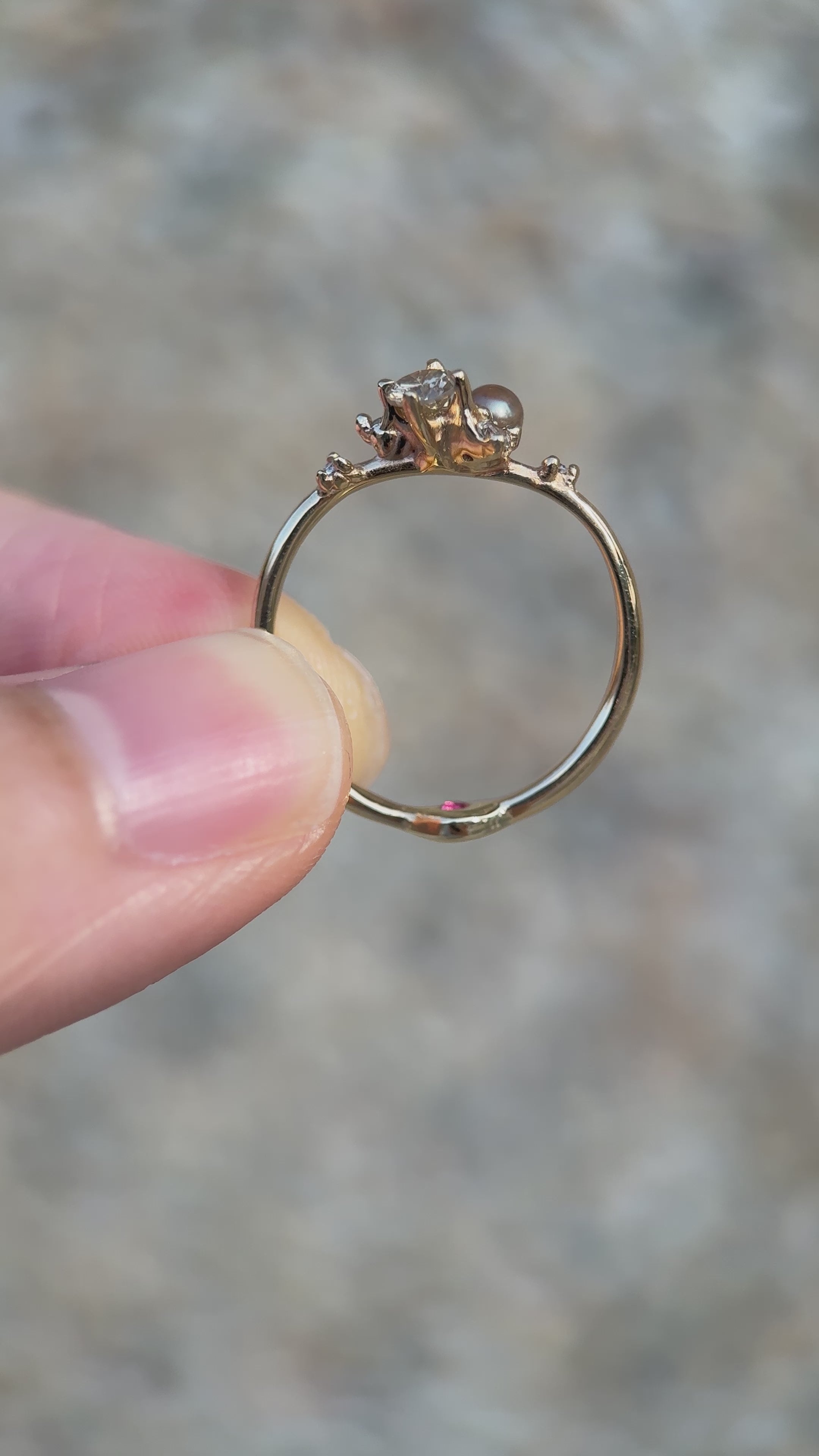 Brown diamond & mini natural wild (GIA) cluster ring