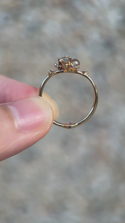 Brown diamond & mini natural wild (GIA) cluster ring